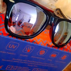 SUNGLASSES UV400 MIRRORED PROTECTION ANTI GLARE DRIVING  BLACK/PURPLE